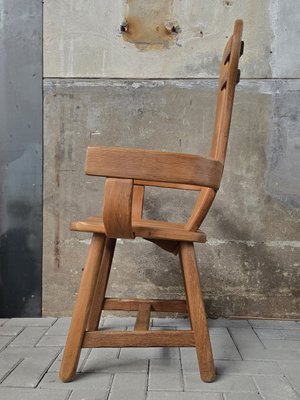 Vintage Brutalist Dining Chair in Oak by De Puydt, Belgium, 1970s