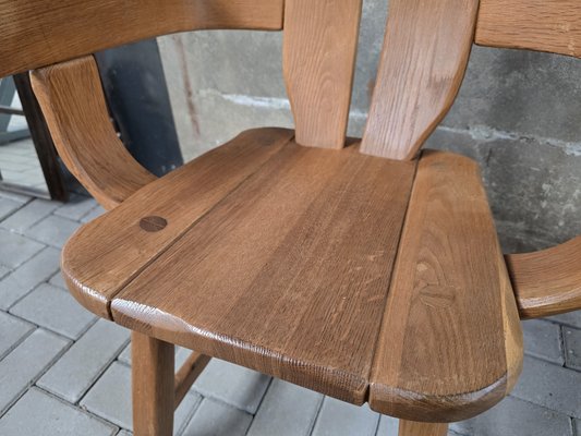 Vintage Brutalist Dining Chair in Oak by De Puydt, Belgium, 1970s