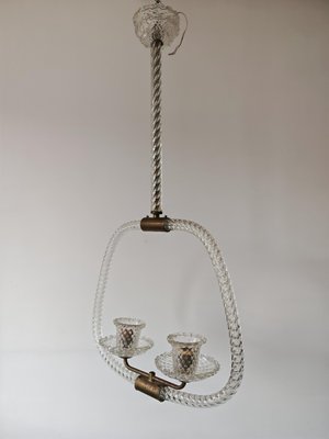 Art Deco Pendant in Textured Murano Glass from Barovier and Toso