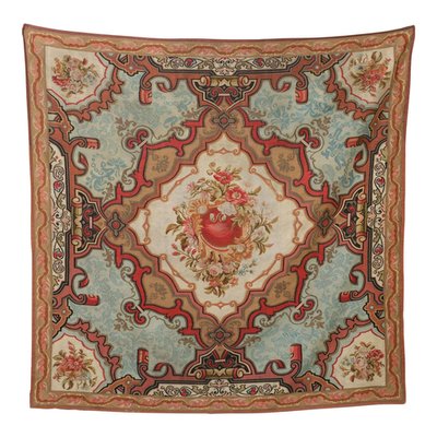 Antiker spanischer quadratischer polychromatischer Rocaille Wandteppich bei Pamono kaufen