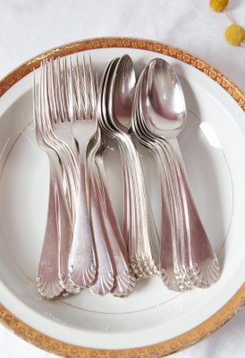 Antique Coquille Tableware for 12 from Christofle, 1900, Set of 24