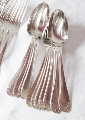 未使用　Christofle Coquillages Antique Coquille Tableware for 12 from Christofle, 1900, Set of 24