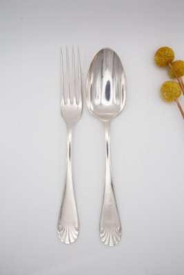 Antique Coquille Tableware for 12 from Christofle, 1900, Set of 24