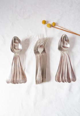 Antique Coquille Tableware for 12 from Christofle, 1900, Set of 24