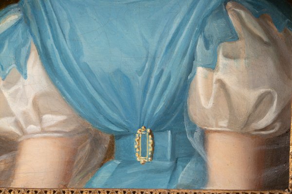 Unknown, Portrait of a Young Lady in Blue Empire Dress, 1800s, Oil on  Canvas for sale at Pamono