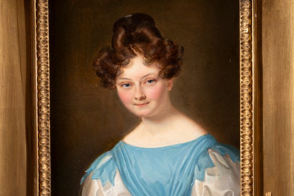 princess polly baby blue dress Unknown, Portrait of a Young Lady in Blue Empire Dress, 1800s, Oil on  Canvas for sale at Pamono