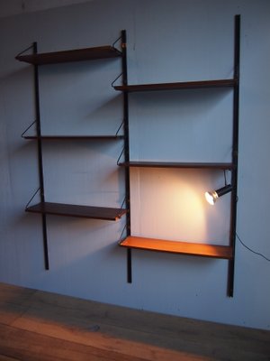 Teak Iron Brass Wall Mounted Bookcase, Wall Mounted Bookcase Shelf