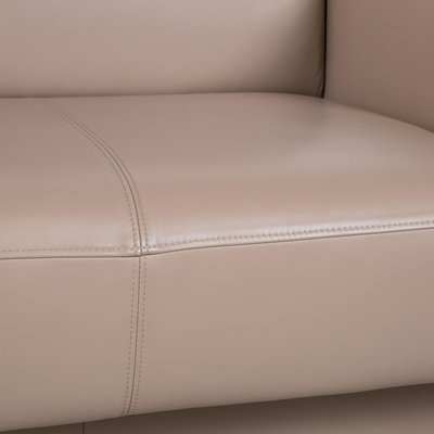 Rolf Benz Two-Seater Leather Sofa Cream Beige Couch for sale at Pamono