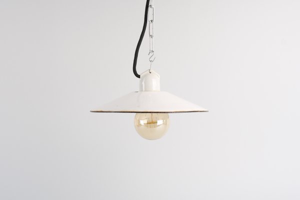Small White Enamel Pendant Light 1950s For At Pamono Small White Enamel Pendant Light 1950s 1