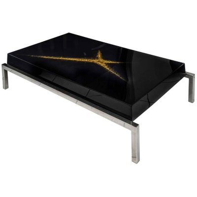 Black Lacquered Low Coffee Table From Maison Guerin 1970s For Black Lacquered Low Coffee Table From Maison Guerin 1970s 1