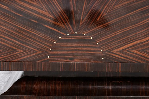 Art Deco Makassar Veneer Chest of Drawers with Geometric Decor and
