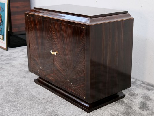 アンティーク雑貨 VOGUE ARTDECO vintage ART WOOD Art Deco Makassar Veneer Chest of Drawers with Geometric Decor and