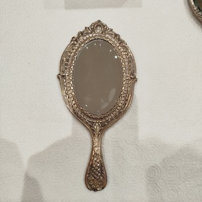 Antiker Silberner Handspiegel, 1800er bei Pamono kaufen