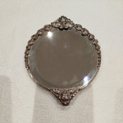 Silberner Vintage Spiegel, 1930er bei Pamono kaufen