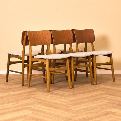 Danish Dining Chairs in Teak and Beech by Ib Kofod-Larsen, 1950
