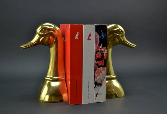 Large Brass Duck's Head Book Supports from Sarreid, 1970s, Set of