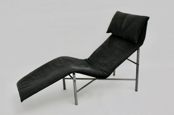 Black Leather Chaise Longue By Tord, Leather Chaise Lounge