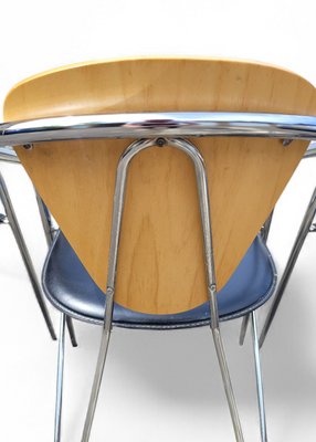 Italian Postmodern Chrome, Bentwood and Black Leather Dining