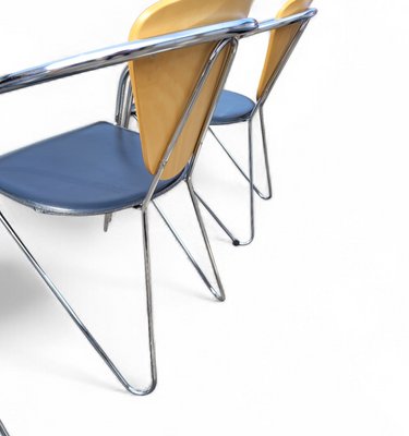 Italian Postmodern Chrome, Bentwood and Black Leather Dining
