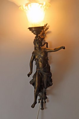Art Nouveau Figural Wall Sconces of Sailor and Female Farmer