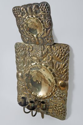 Barocker Wandkerzenhalter aus Messing mit Vogelmotiv und Flora von Danzig, 1960 bei Pamono kaufen