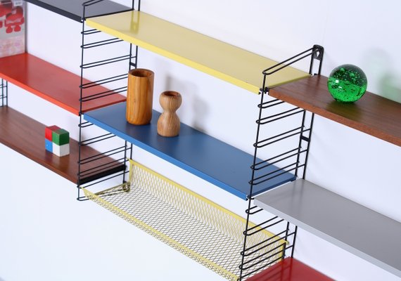 Modulares Wandregal aus Metall von AD Dekker für Tomado, 1950er, 13 . Set bei Pamono kaufen