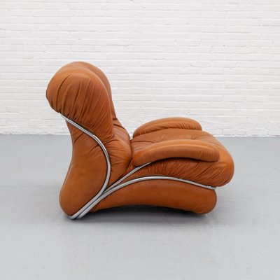 Italian Corolla Lounge Chair in Cognac Leather by I.P.E., 1970s
