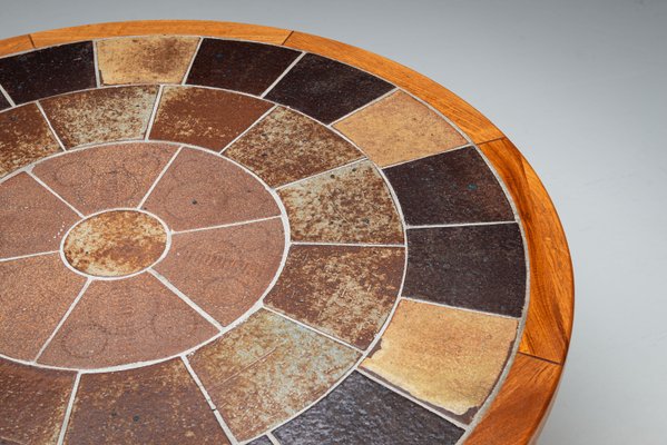 Oak and Ceramic Coffee Table by Tue Poulsen for Haslev, 1960s for