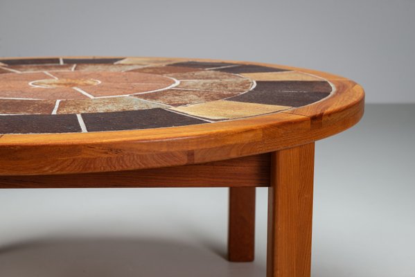 Oak and Ceramic Coffee Table by Tue Poulsen for Haslev, 1960s for