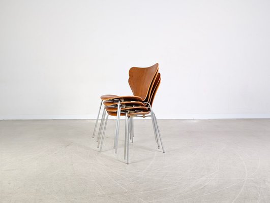 Mid-Century Model 3107 Chairs in Teak by Arne Jacobsen for Fritz