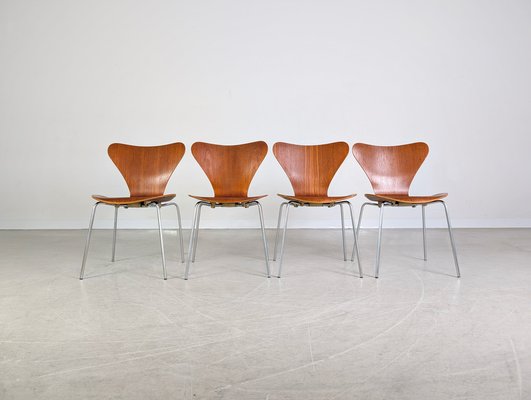 Mid-Century Model 3107 Chairs in Teak by Arne Jacobsen for Fritz