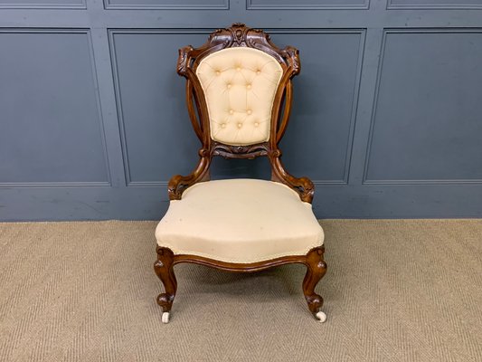 Victorian Walnut Upholstered Salon Chair, 1870 for sale at Pamono