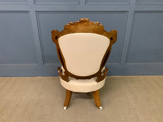 Victorian Walnut Upholstered Salon Chair, 1870 for sale at Pamono
