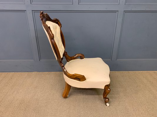 Victorian Walnut Upholstered Salon Chair, 1870 for sale at Pamono