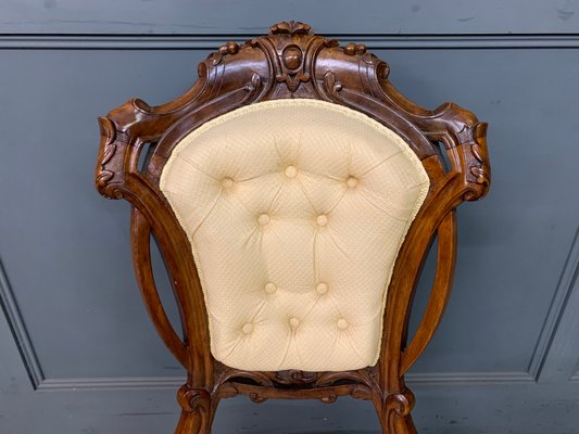 Victorian Walnut Upholstered Salon Chair, 1870 for sale at Pamono