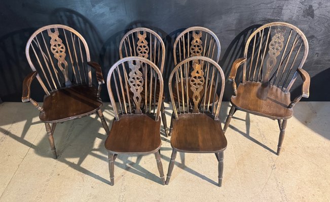 Wheel Back Dining Chairs, 1960s, Set of 6 for sale at Pamono