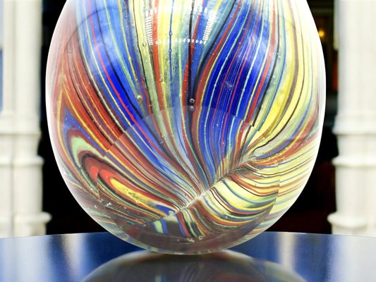 Murano Multicolor Striped Cased Glass Vase, 1960s for sale at Pamono