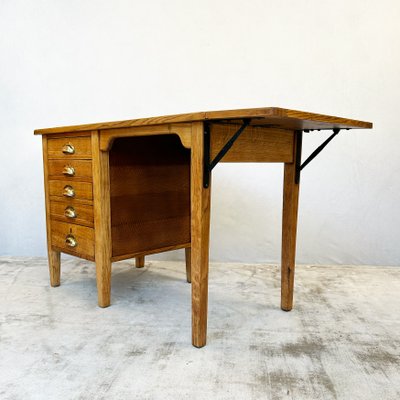George VI Oak Drop-Leaf Desk, 1930s for sale at Pamono