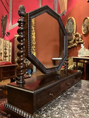 Victorian Dressing Table in Mahogany with Black Marble Top and Mercury  Mirror Glass, 1890s for sale at Pamono
