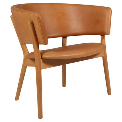Model ND82 Lounge Chair in Full Grain Leather and Oak by Nanna