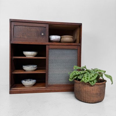 Mini Armoire Rétro En Bois Massif - Étagère Vitrine Collection Pour Cosmétiques Bijoux Tasses, Organisateur Bureau Élégant Modèle A