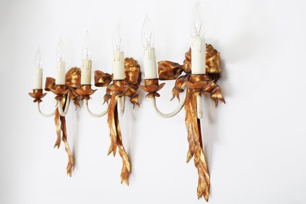 Vintage Italian Wall Lamps, 1970, Set of 3 for sale at Pamono