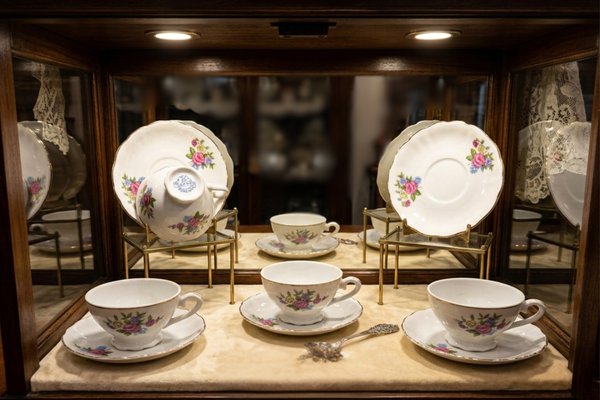 Japanische Vintage Teetassen und Untertassen aus Porzellan, 1950er, 12er Set bei Pamono kaufen