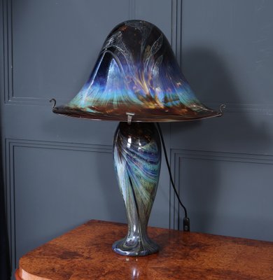 Large Vintage French Iridescent Art Glass Mushroom Lamp, 1960