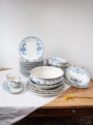 Vaisselle en Faïence de Saint Amand Hamage, 1890s, Set de 42 en