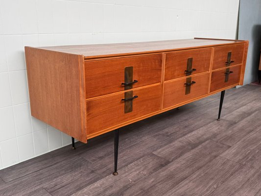 Vintage Italian Chest of Drawers in Teak with Metal Legs, 1950s for sale at  Pamono