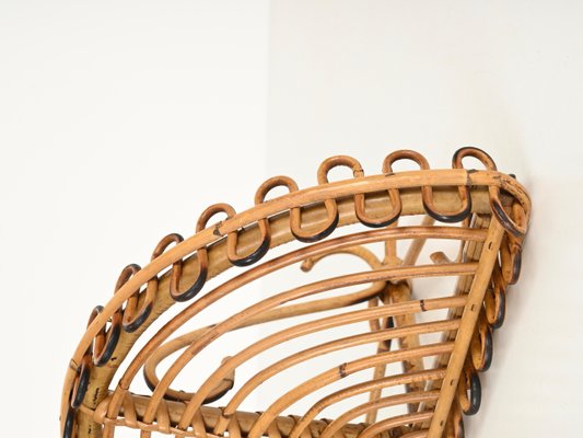 Geschwungenes Midcentury Wandregal aus Rattan & Bambus von Franco Albini,  Italien, 1960er bei Pamono kaufen