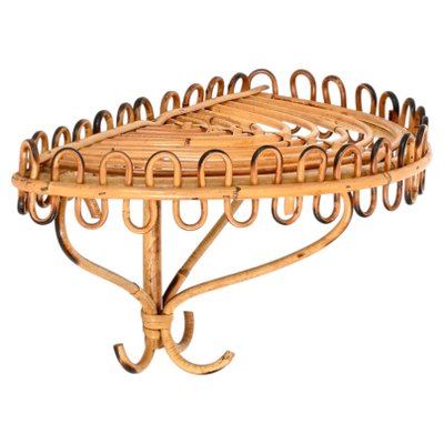 Geschwungenes Midcentury Wandregal aus Rattan & Bambus von Franco Albini,  Italien, 1960er bei Pamono kaufen