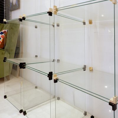 Vintage Modular Glass Cube Shelving Unit, 1980s, Set of 9 for sale