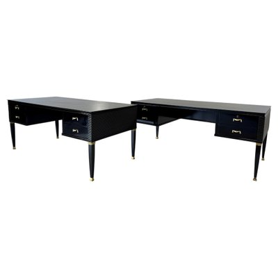 Italian Art Deco Black and Brass Desks by Paolo Buffa for La Italian Art Deco Black and Brass Desks by Paolo Buffa for La